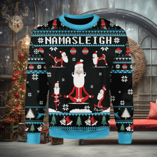 Merry Christmas Gearhomies Namasleigh Santa Ugly Christmas Sweater All Over Ugly Sweater Christmas Gift