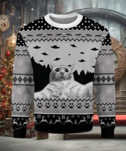 Merry Christmas Gearhomies Ufo Cat Funny Cat Selfie Christmas Ugly Sweater Party