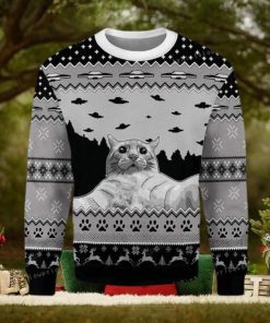 Merry Christmas Gearhomies Ufo Cat Funny Cat Selfie Christmas Ugly Sweater Party