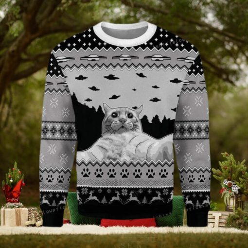Merry Christmas Gearhomies Ufo Cat Funny Cat Selfie Christmas Ugly Sweater Party