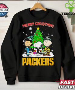 Merry Christmas Green Bay Packers X Peanuts characters 2024 shirt