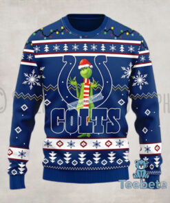 Merry Christmas Grinch Indianapolis Colts Blue Ugly Christmas Sweatshirt