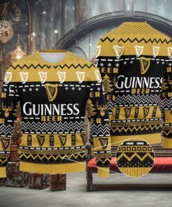 Merry Christmas Guinness Beer Ugly Sweater – Festive Man Drinking Beer for Beer Christmas Party – Womens Christmas Shirt