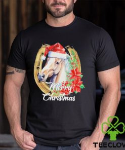 Merry Christmas Horse Face Inside Horseshoe Christmas Horse Shirt