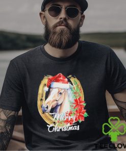 Merry Christmas Horse Face Inside Horseshoe Christmas Horse Shirt