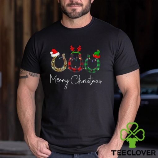Merry Christmas Horseshoe Santa ELF Reindeer Christmas Horse T shirt