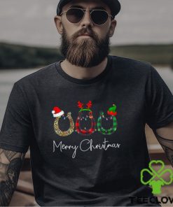 Merry Christmas Horseshoe Santa ELF Reindeer Christmas Horse T shirt