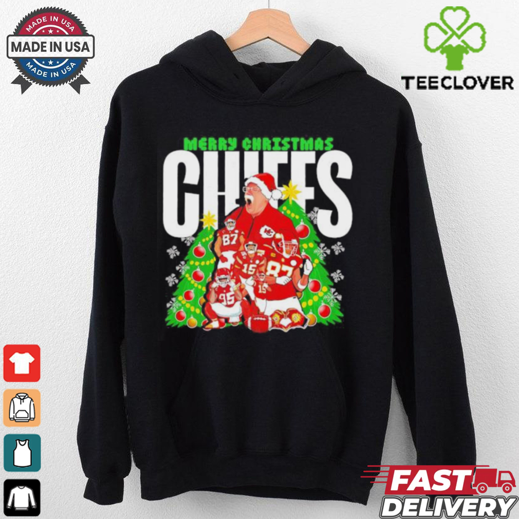 Merry Christmas Kansas City Chiefs Christmas tree coach and players shirt Merry Christmas Kansas City Chiefs Christmas tree coach and players shirt