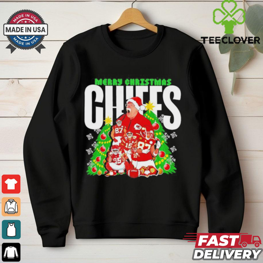 Merry Christmas Kansas City Chiefs Christmas tree coach and players shirt Merry Christmas Kansas City Chiefs Christmas tree coach and players shirt