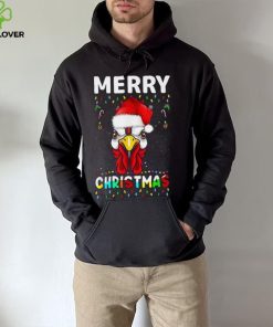 Merry Christmas Light Ugly Chicken Pajamas Santa Hat Xmas Shirt