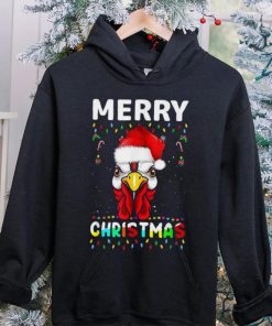 Merry Christmas Light Ugly Chicken Pajamas Santa Hat Xmas Shirt