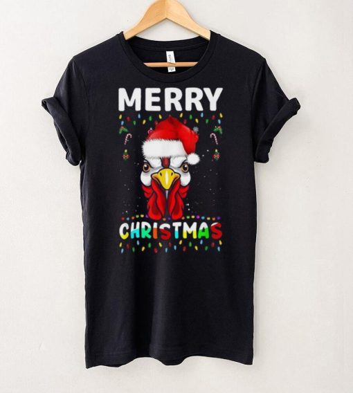 Merry Christmas Light Ugly Chicken Pajamas Santa Hat Xmas Shirt