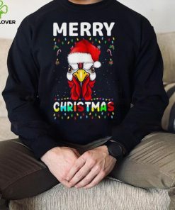 Merry Christmas Light Ugly Chicken Pajamas Santa Hat Xmas Shirt