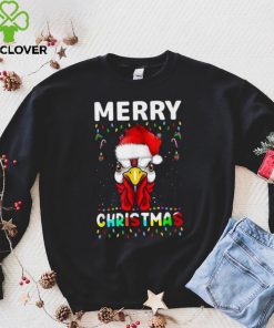 Merry Christmas Light Ugly Chicken Pajamas Santa Hat Xmas Shirt