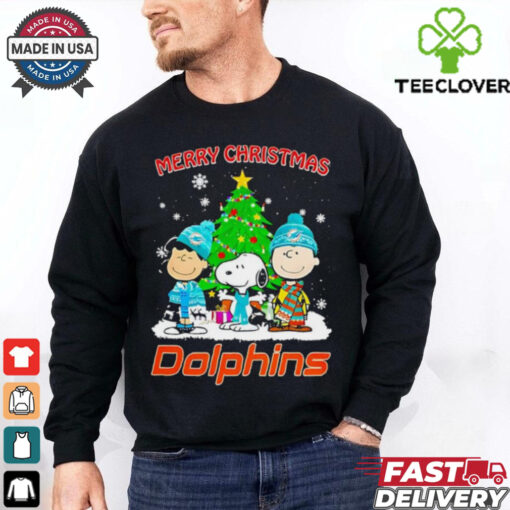 Merry Christmas Miami Dolphins X Peanuts characters 2024 shirt