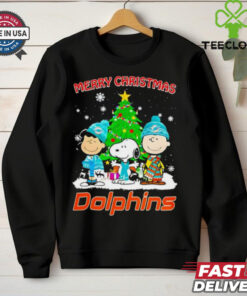 Merry Christmas Miami Dolphins X Peanuts characters 2024 shirt