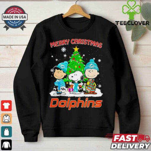 Merry Christmas Miami Dolphins X Peanuts characters 2024 shirt