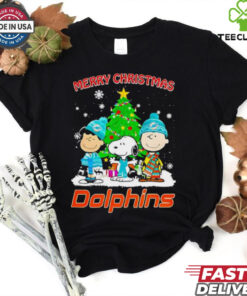 Merry Christmas Miami Dolphins X Peanuts characters 2024 shirt