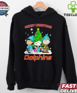 Merry Christmas Miami Dolphins X Peanuts characters 2024 shirt