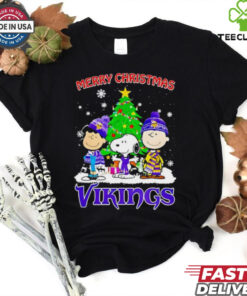 Merry Christmas Minnesota Vikings X Peanuts characters 2024 shirt
