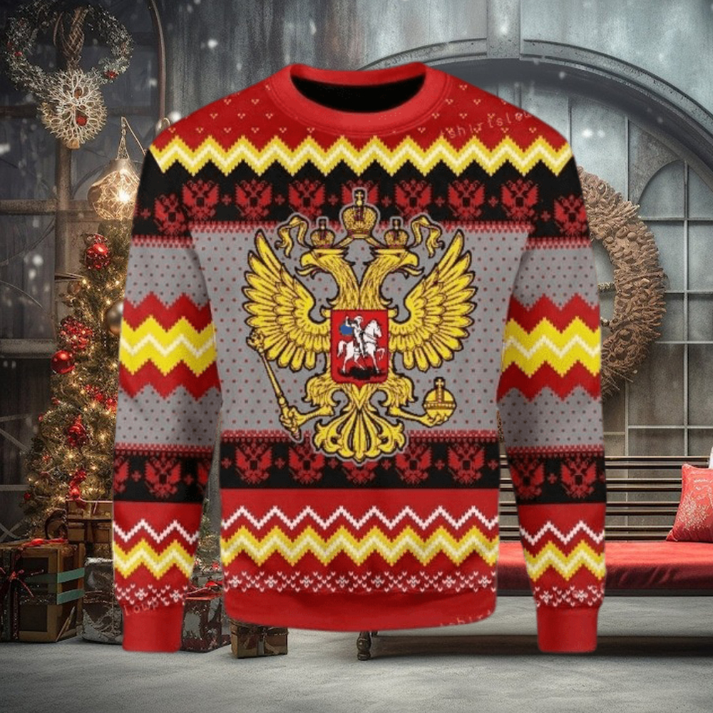 Merry Christmas Russia Coat Of Arms For Ugly Sweater Merry Christmas Russia Coat Of Arms For Ugly Sweater