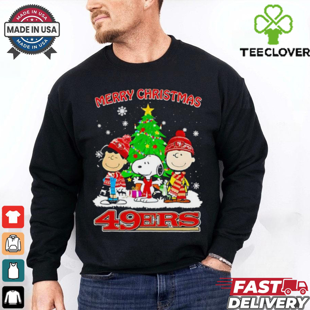 Merry Christmas San Francisco 49ers X Peanuts characters 2024 shirt Merry Christmas San Francisco 49ers X Peanuts characters 2024 shirt