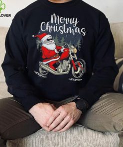 Merry Christmas Santa Claus Ride Motorcycle Cool Christmas Tree Shirt