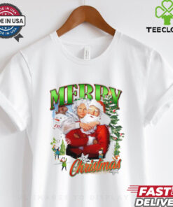 Merry Christmas Santa Claus and Wife Christmas tree snow vintage shirt