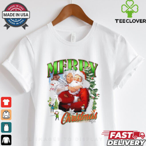 Merry Christmas Santa Claus and Wife Christmas tree snow vintage shirt