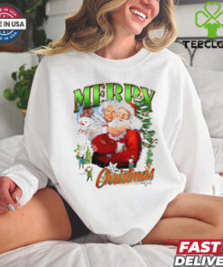 Merry Christmas Santa Claus and Wife Christmas tree snow vintage shirt