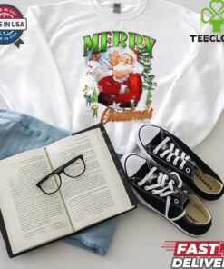 Merry Christmas Santa Claus and Wife Christmas tree snow vintage shirt