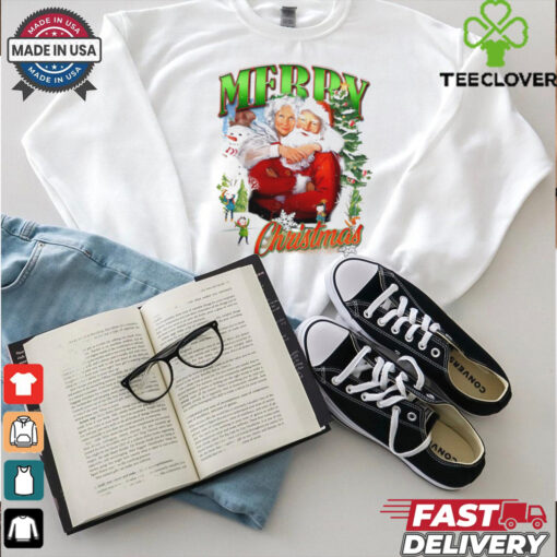 Merry Christmas Santa Claus and Wife Christmas tree snow vintage shirt