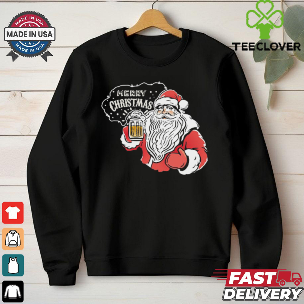 Merry Christmas Santa with Beer T Shirt Merry Christmas Santa with Beer T Shirt