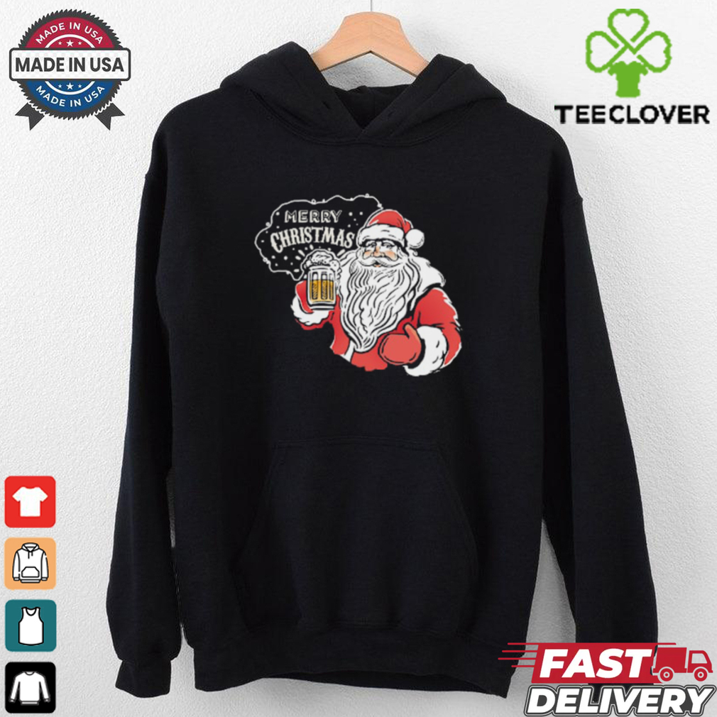 Merry Christmas Santa with Beer T Shirt Merry Christmas Santa with Beer T Shirt