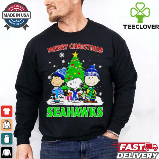 Merry Christmas Seattle Seahawks X Peanuts characters 2024 shirt