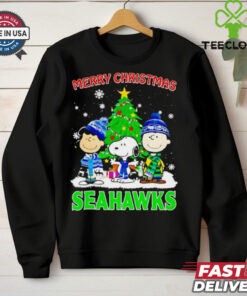 Merry Christmas Seattle Seahawks X Peanuts characters 2024 shirt