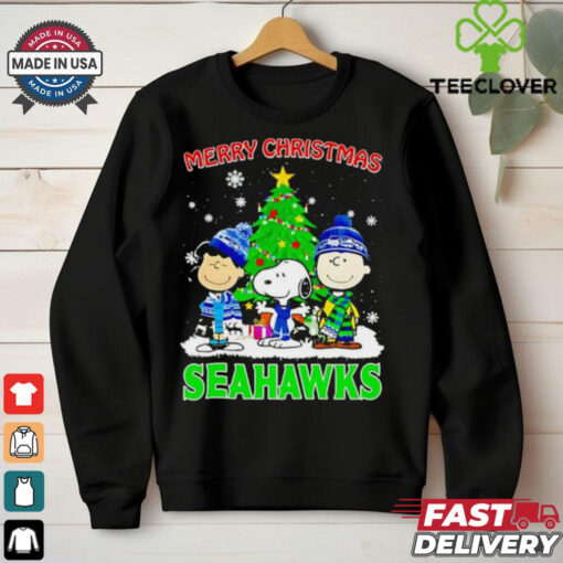 Merry Christmas Seattle Seahawks X Peanuts characters 2024 shirt