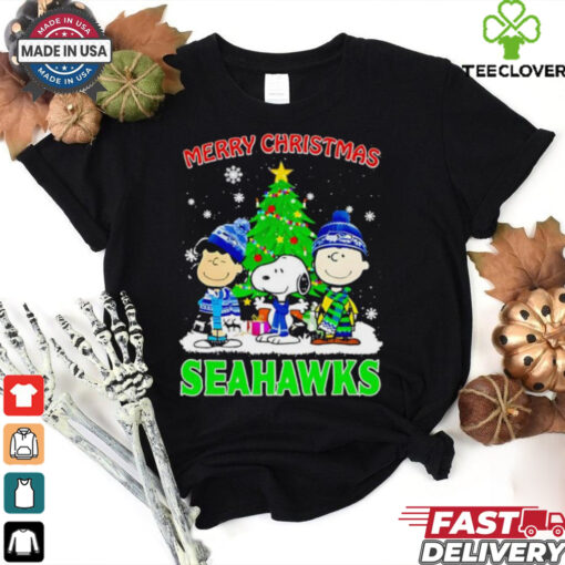 Merry Christmas Seattle Seahawks X Peanuts characters 2024 shirt