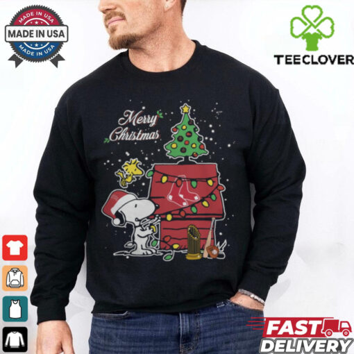 Merry Christmas With Snoopy Baby Boston Red Sox T Shirt