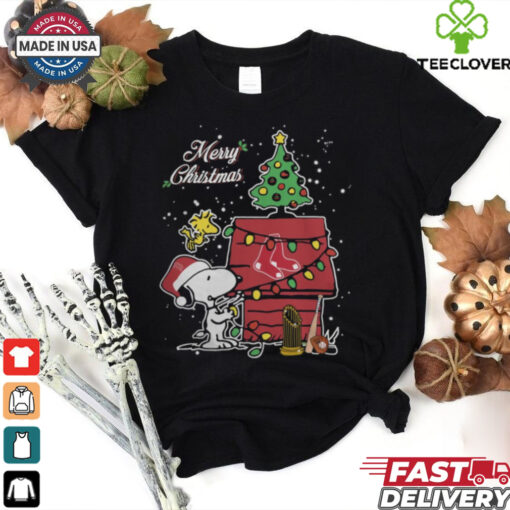 Merry Christmas With Snoopy Baby Boston Red Sox T Shirt