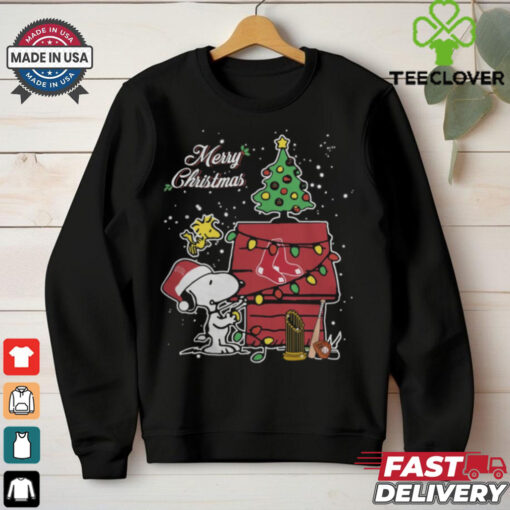 Merry Christmas With Snoopy Baby Boston Red Sox T Shirt