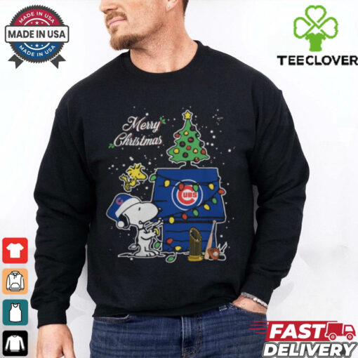 Merry Christmas With Snoopy Baby Chicago Cubs T Shirt