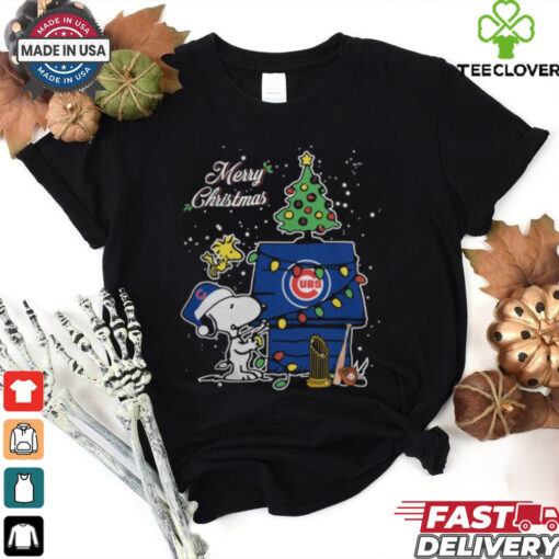Merry Christmas With Snoopy Baby Chicago Cubs T Shirt