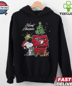 Merry Christmas With Snoopy Baby Cleveland Guardians T Shirt