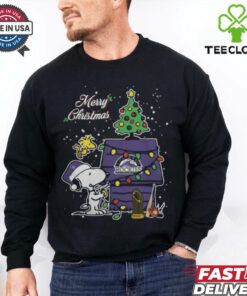 Merry Christmas With Snoopy Baby Colorado Rockies T Shirt