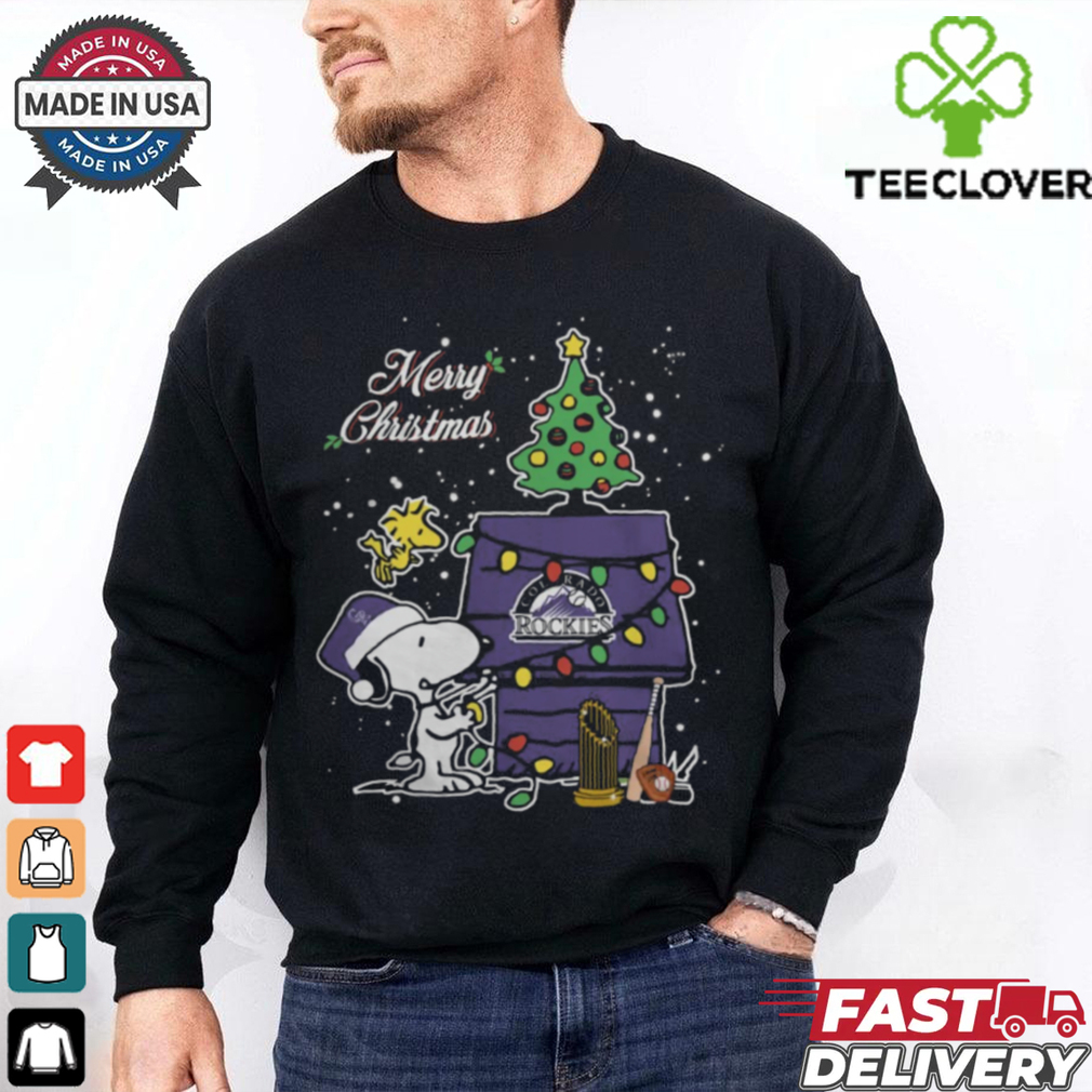 Merry Christmas With Snoopy Baby Colorado Rockies T Shirt Merry Christmas With Snoopy Baby Colorado Rockies T Shirt