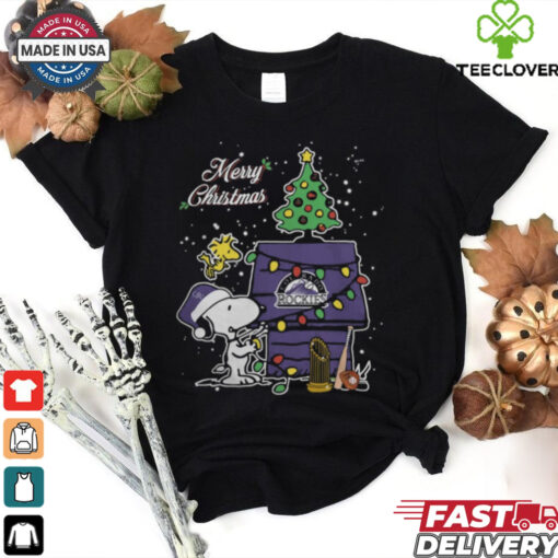 Merry Christmas With Snoopy Baby Colorado Rockies T Shirt