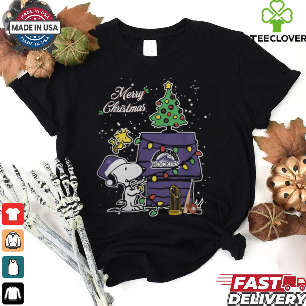 Merry Christmas With Snoopy Baby Colorado Rockies T Shirt Merry Christmas With Snoopy Baby Colorado Rockies T Shirt