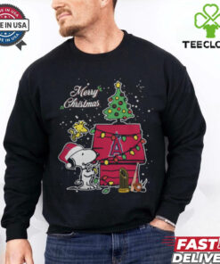 Merry Christmas With Snoopy Baby Los Angeles Angels T Shirt