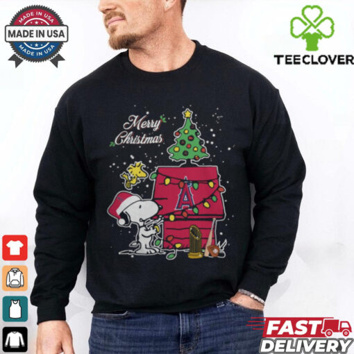 Merry Christmas With Snoopy Baby Los Angeles Angels T Shirt